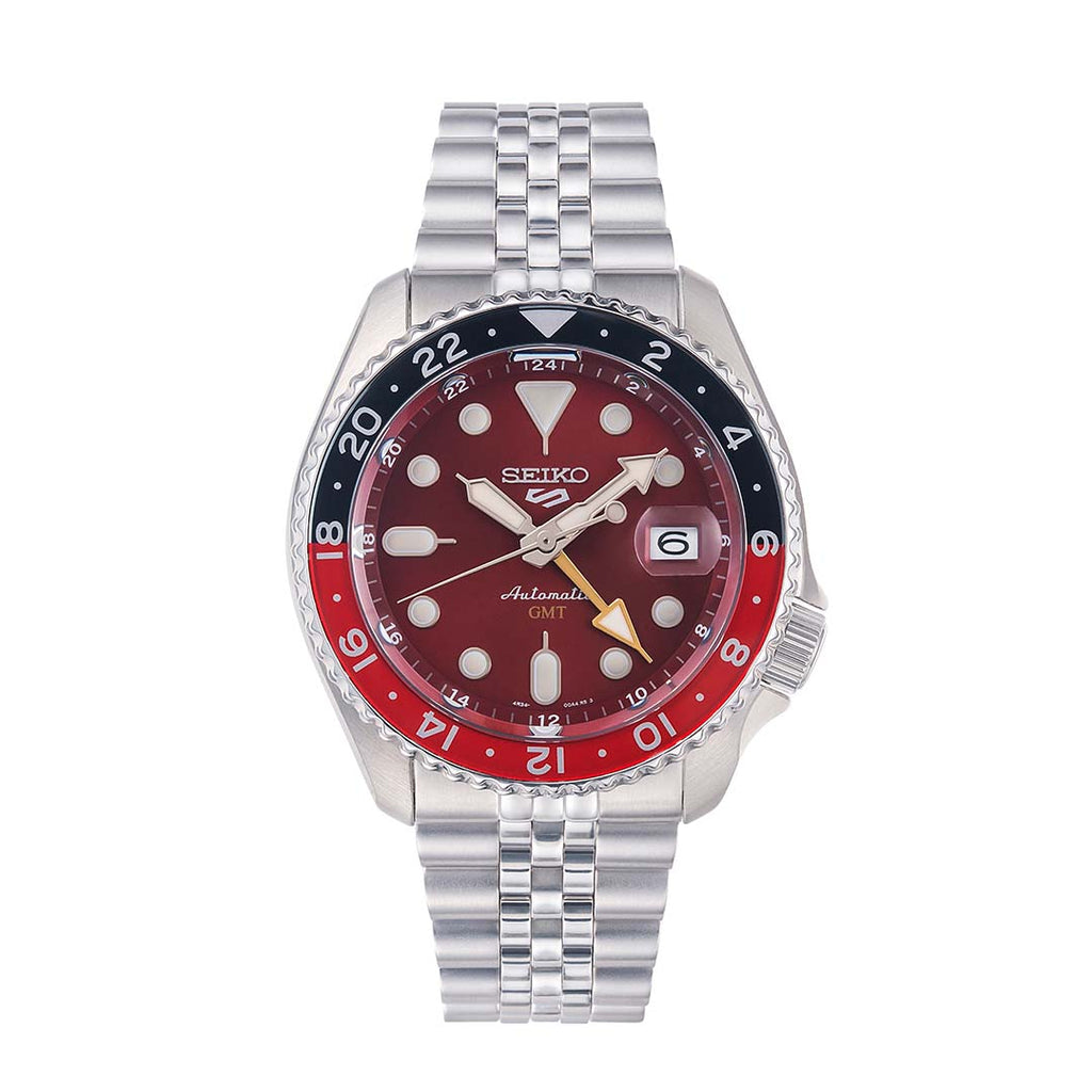 Montre Seiko 5 Sports Thong Sia Édition Limitée Avec Cadran Rouge Et Bracelet En Acier Argenté Pour Homme - SSK031K1